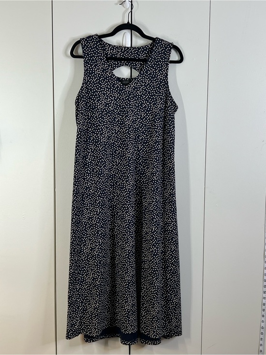 Dresses & Skirts - J. Jill M Navy White Polka Dot Sleeveless Midi Dress Women’s A-Line Keyhole Back